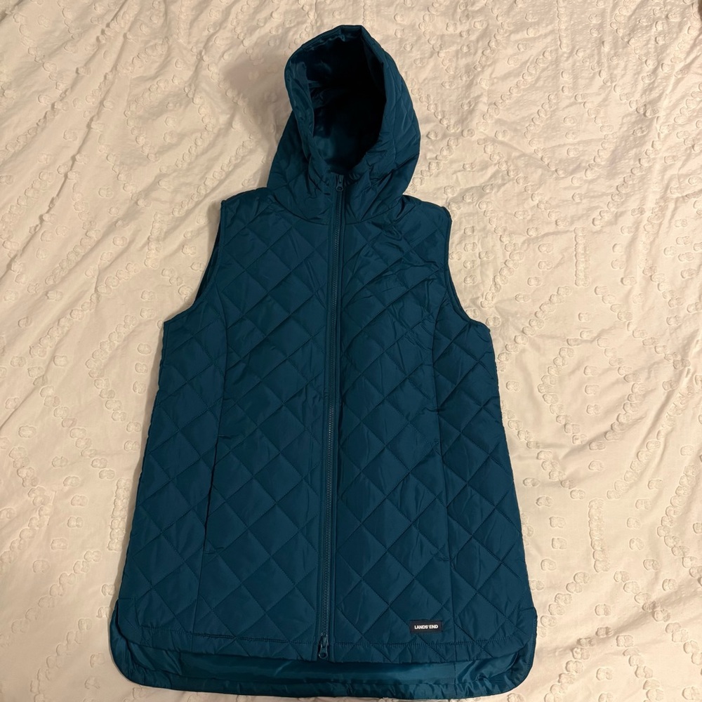 Teal Quilted Hooded Vest
